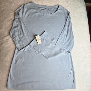 Talbots Women's Medium M Baby Blue 100% Cotton Long Sleeve NWT